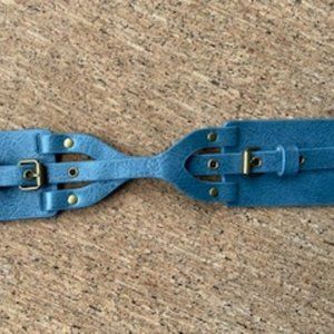 blue snap leather belt